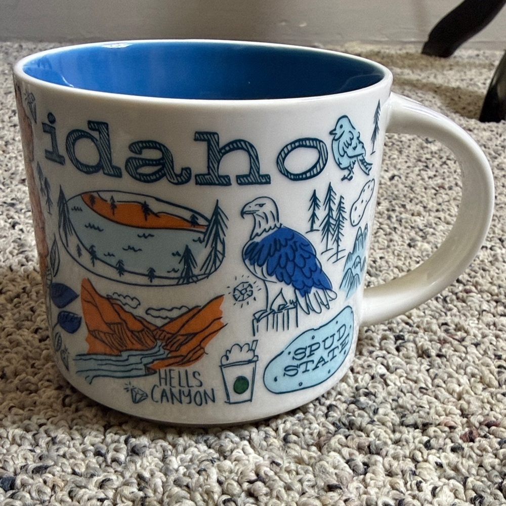 Starbucks Idaho State Blue and Orange Ceramic Mug 2021 14 oz NEW
